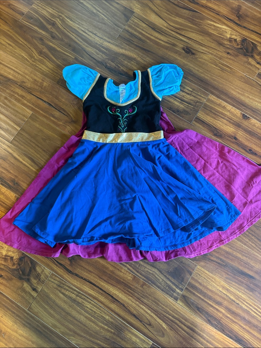 Blue & Black Magical Princess Costume Dress with Pink Cape Anna Inspired